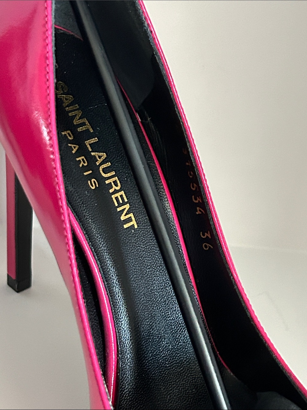 Saint Laurent Paris Shiny Leather Paris Pumps 105mm | Fuchsia Pink | EU 36 | Box - Picture 8 of 16